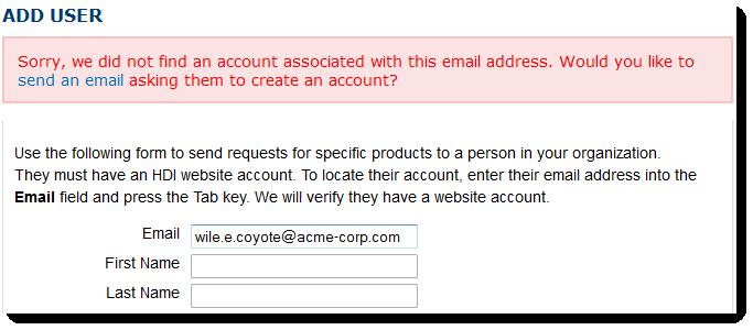 2. If the person is found in the database, the form fills with their first and last name. 3. Once the person is found, check the product listings for which they are to receive email notifications.