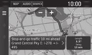 To mute traffic alerts and voice guidance: From the map screen, press MENU. Select Mute. To lower voice guidance volume.