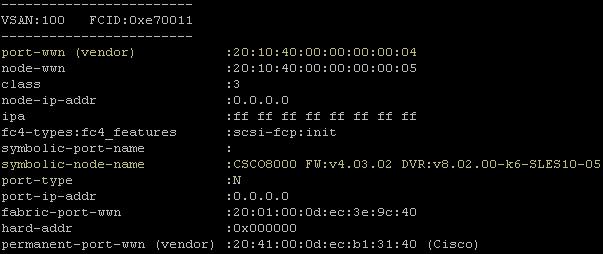 NPV: Logins from Servers (FDISCs) Server HBAs log into the npv-core as follows: Pod5-9124-123 F P1 UCS rtp-6100-a VSAN 100