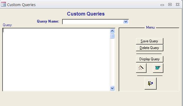1) Open any ParishSOFT module and select Reports > ParishSOFT Reports > Utilities > Build Custom Queries. 2) Ensure the Query Name and the Query fields are blank.