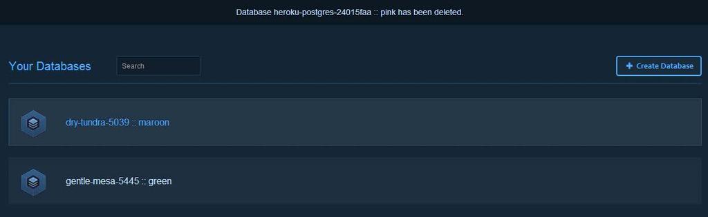 Heroku Best Practices The Heroku Postgres :: Pink database of the heroku-postgre-24015faa application is successfully deleted as shown in the following screenshot: So, we learned a couple of ways to
