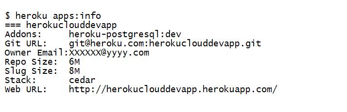 Building Heroku Applications To check the slug size, you can use the apps:info command as follows: The repository (repo) size has no predefined limits but very large repositories are discouraged as