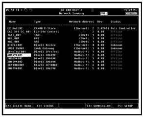 3. In the Num Network Ctrls: NetSetup screen, under the ECT tab, enter the number of devices in the Quantity field. (Max shows the maximum number of devices allowed on the network.) 4.