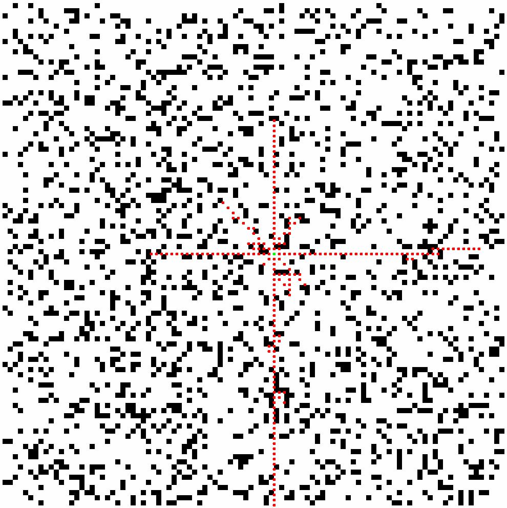 The runtime of * on visibility graphs (which finds true shortest paths) is too long on 500 500 grids and thus is omitted. Figure 16 visualizes the experimental results on random 500 500 grids.