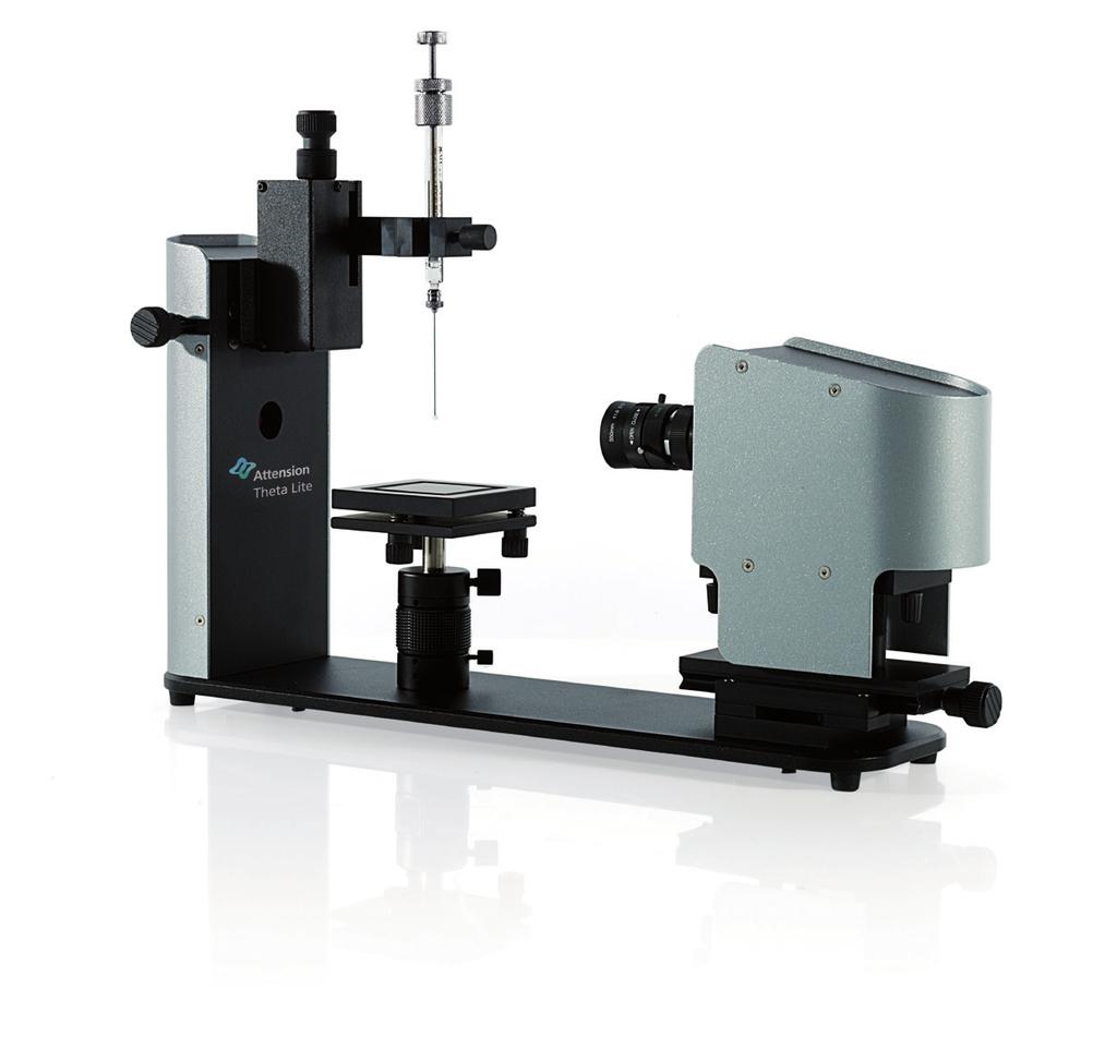 [ PRODUCT RANGE ] Theta Lite Optical Tensiometer Theta QC Optical Tensiometer Theta Lite is a compact and robust contact angle meter for simple and precise operations.