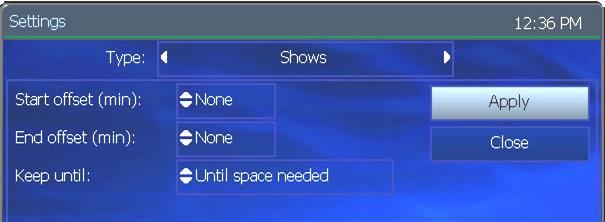 programs such as series, movies, and sports. In the Main Menu, select My DVR > Default DVR Settings.