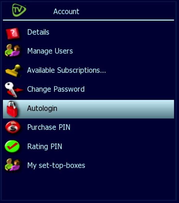 Use the arrow buttons to select Autologin User and press OK