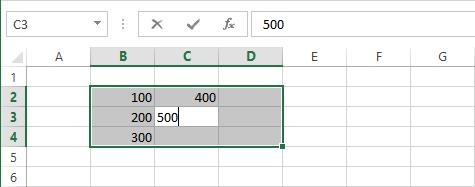 152 How to work a worksheet Figure 6-12 You can easily make entries in a range of cells by first selecting the entire range.