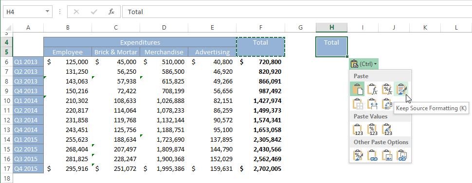 154 How to work a worksheet Floating option buttons There are several types of floating option buttons that appear as you work in Excel.