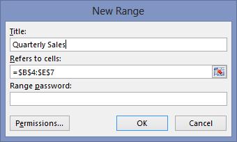 168 How to work a worksheet When you click New in the Allow Users To Edit Ranges dialog box to add a cell range to the list, the New Range dialog box appears, as shown in Figure 6-26.