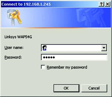 Accessing the Utility To access the Web-based Utility of the Access Point, launch Internet Explorer or Netscape Navigator, and enter the Access Point s default IP address, 192.168.1.245, in the Address field.