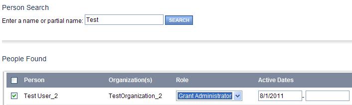 8. Assigning Users to an Application The Grant Administrator has administrative rights to add or remove a Grant Administrator to applications.