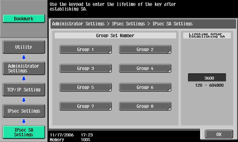 Network Settings 4 3 Select the group where the algorithm
