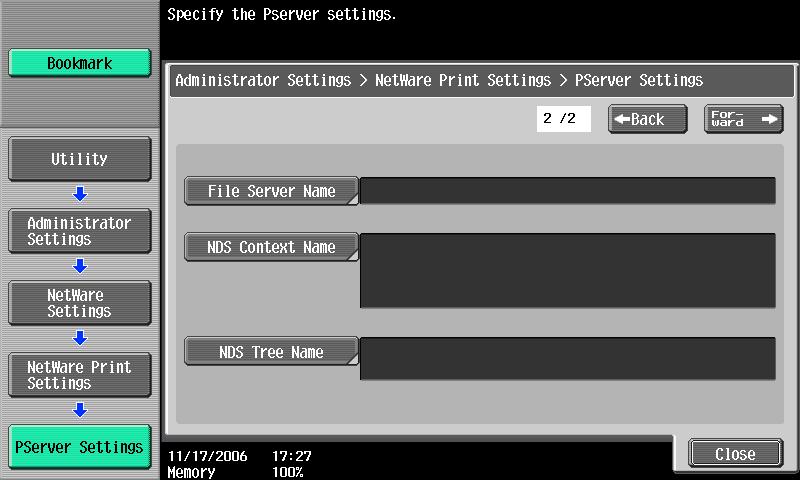 If [PServer] was selected, specify the desired settings,