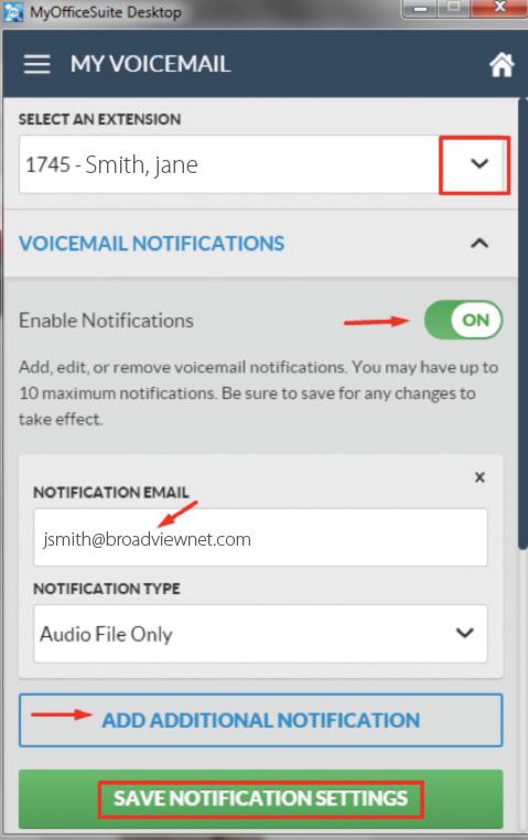 Voicemail Settings Select Voicemail Settings to set your voicemail notifications or change your voicemail PIN.