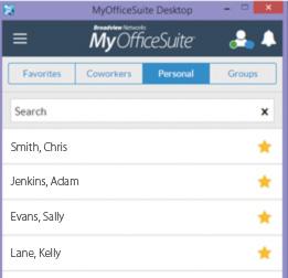 The names will now also appear in your Favorites tab. Your favorite groups will be listed below your favorite coworkers.