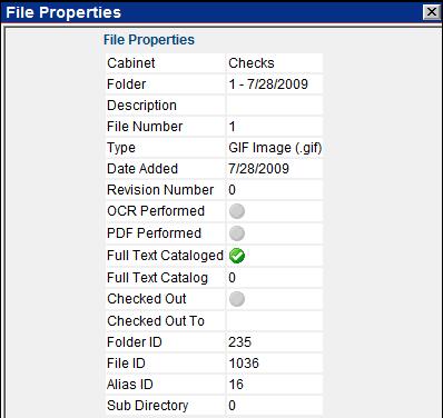 103 Viewing File Properties in the Folder View 1. From the WebCenter Folder View page, click the down arrow to the left of the file for which you will view properties, then select Properties.