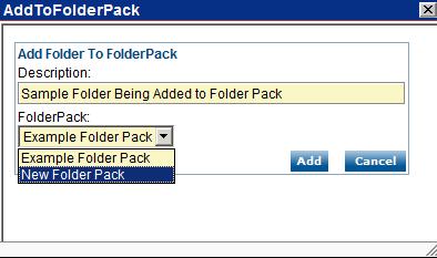 77 Adding a Folder to a Folder Pack When a folder is added to a Folder Pack a shortcut is actually created to the folder and the folder remains in its cabinet. 1.