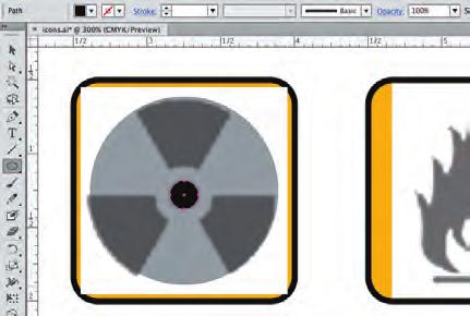 5. Using the Ellipse tool, click again in the center of the template image, press Option/Alt-Shift, and drag to create the smaller circle in the center of the shape.
