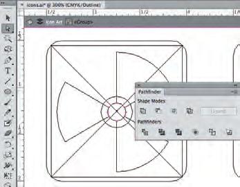 6. In the Pathfinder panel, click the Unite button. This function merges the selected shapes into a single object.