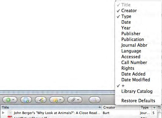 Sorting Library items To sort items in your Library, or in a Collection or Group: 1. Click a header at the top of the center column.