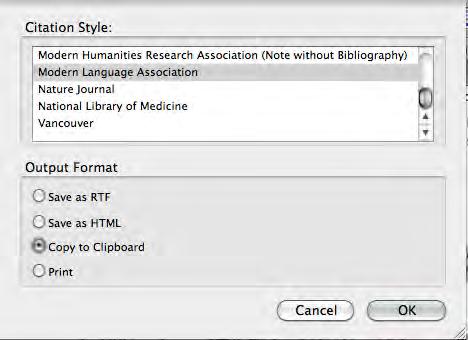 Generate Bibliographies, Citations and Reports Quick Copy (Drag-and-Drop) To quickly add references to a paper, email, or blog post: 1.