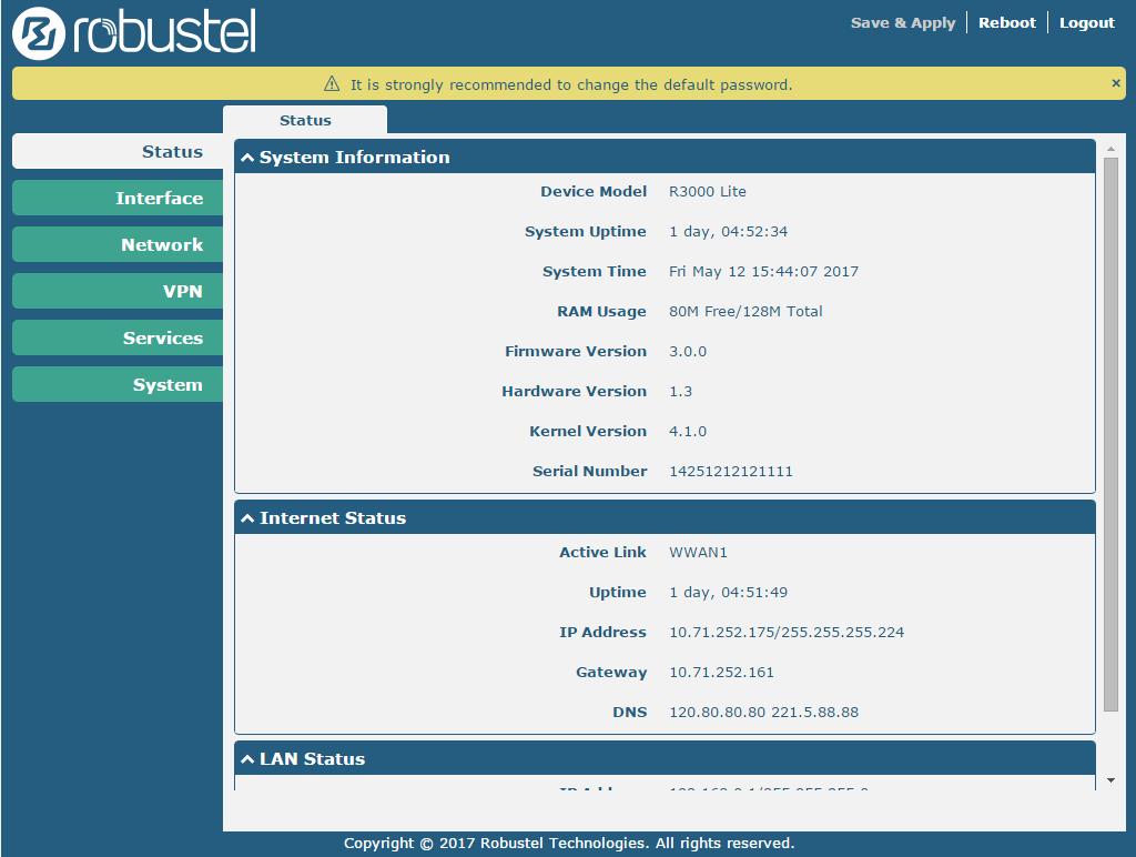 3.4 Control Panel After logging in, the home page of the R3000 Lite Router s web interface is displayed, for example.