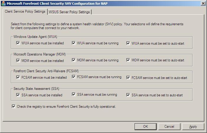 Forefront Client Security Health Validator Forefront Client Security Health