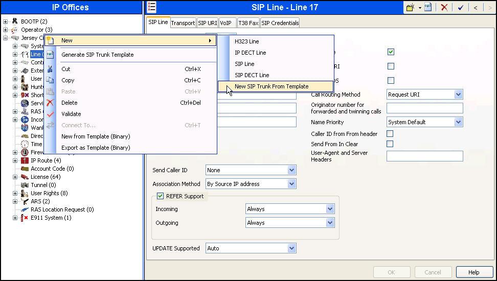 To import a SIP Line template into a new installation: 1.