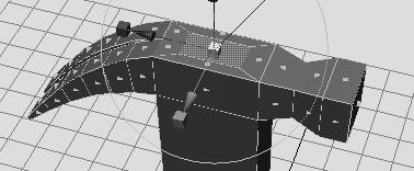 3 Select Edit Polygons > Extrude Face and drag the extrusion down.