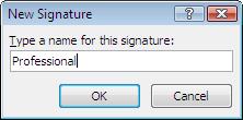 In the Signature text box, type the text you want to include in the signature.