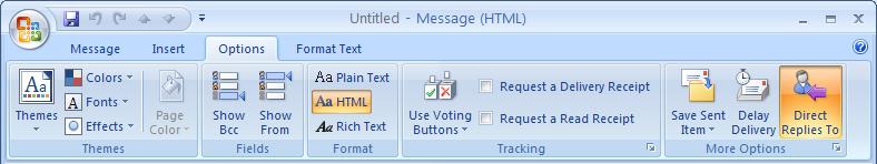 Tracking Options A user may request to be notified when a message has been delivered, read or both. The Options tab displays the More Options dialog launcher.