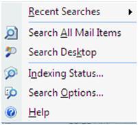 Click in the Instant Search box and type a word or phrase and Outlook will immediately search and display the