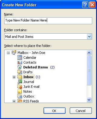 Creating Folders To create a folder, first click on the Inbox folder.