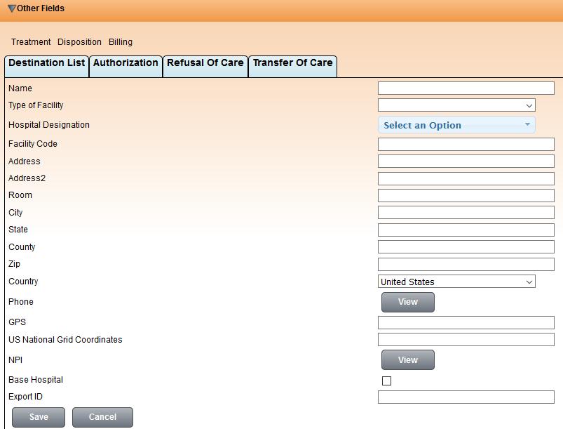 Administration cont. Destination list: Click the Add Button to create additional destinations.