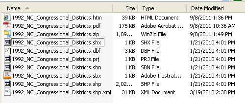 5. Prepare zip folder of the dataset that contains the primary file (i.e., shapefile.shp or MrSID.sid) and all of the auxiliary files (geospatial PDF, HTML of the metadata).