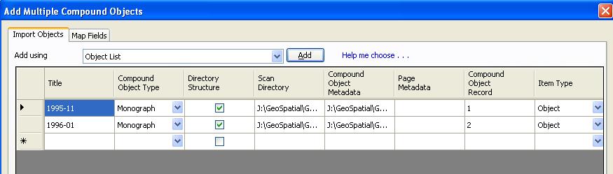 12. While still on the Add Multiple Compound Objects window, select the [Map Fields] tab.