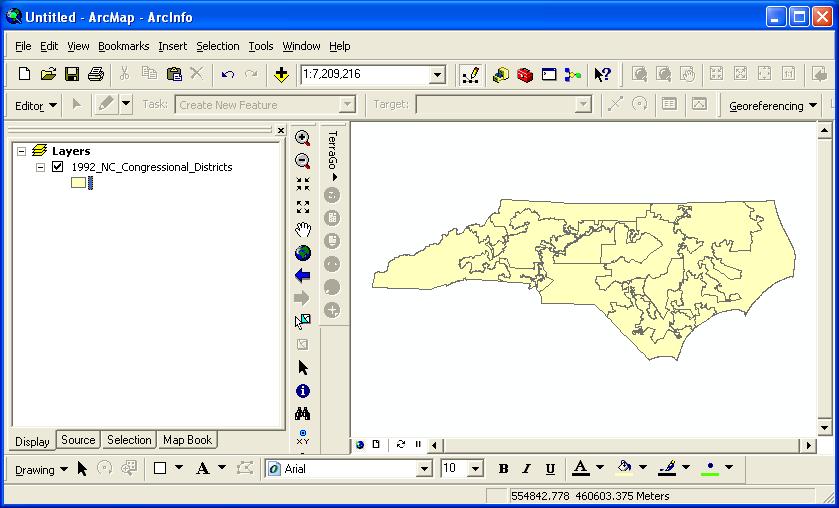 Figure 5. ArcMap: Connect to folder and view dataset c. On the navigation bar, select File Export Map. d. An Export Map window will appear (see Figure 3).