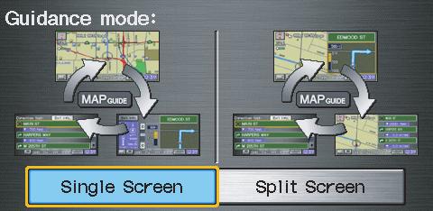 System Set-up Guidance Mode Allows you to select the guidance display mode: Single Screen or Split Screen. The factory default is Single Screen.