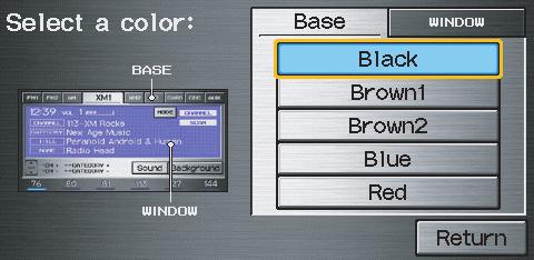 Choose Beige (factory default) as the Day color to obtain the best daytime display contrast. Choose Black (factory default) as the Night color to obtain the best nighttime display contrast.