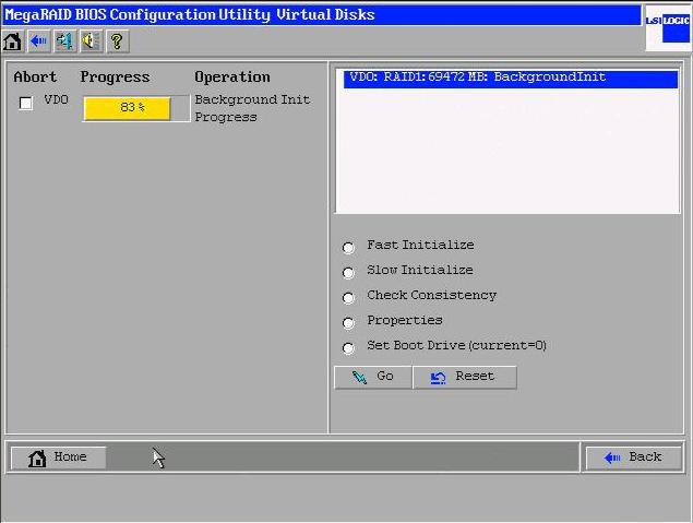 Chapter 2 Using WebBIOS The names and status of running tasks are shown in the left area of the window.