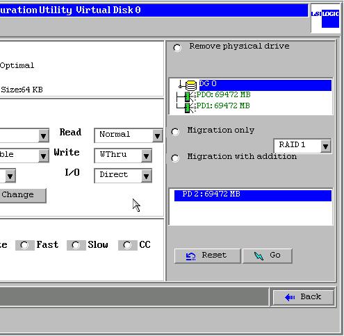MegaRAID SAS User's Guide 3 Click the logical drive whose capacity is to be expanded in the [Virtual Drives] view. The logical drive details window appears.