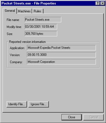 The File Properties dialog box provides a quick snapshot of information about the file.