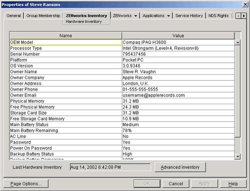 2 Click the ZENworks Inventory: Hardware Inventory tab. The device s hardware inventory information is displayed.