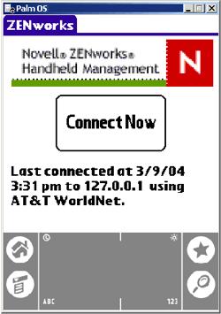 or Click ZENworks Handheld Management console at the top of the screen to open the drop-down list, then click an option.