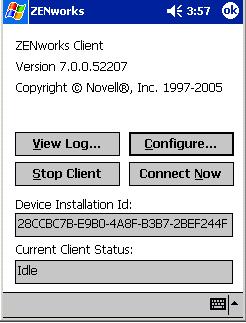 Click View Log About To View the client log file and enable diagnostic logging View the Palm IP client version number and copyright information. 7.6.
