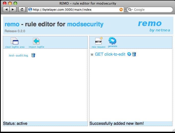 REMO Creating and editing rules To see how Remo works we will create a simple page called register.jsp, which takes three parameters: username, password, and form_id.