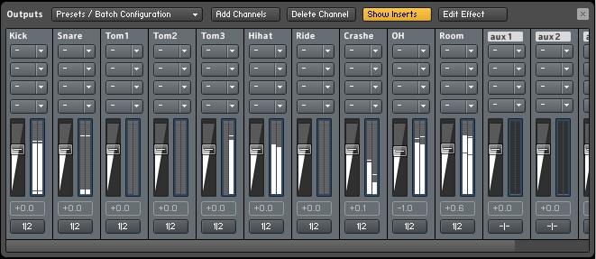 and click on Kontakt s Output Mixer icon, it will show the output channels similar to those below 3.