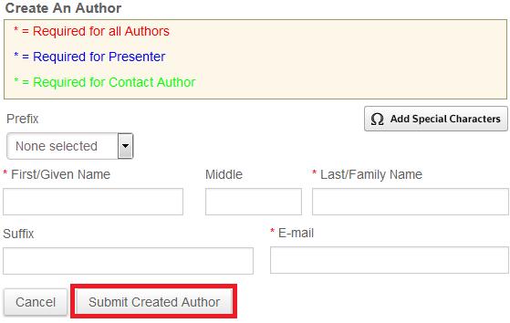 Create New Author In the event that you cannot find the author you are looking for: 1.