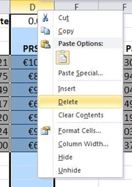 The command is applied to the spreadsheet at the position the current active (selected) cell, row or column.